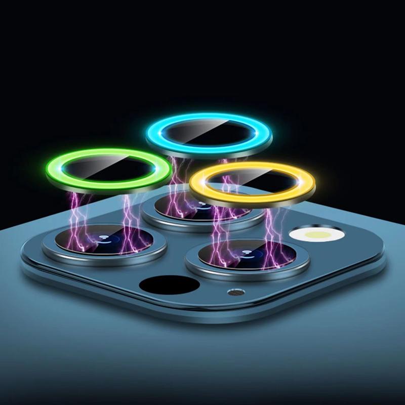 Luminous Camera Lens Protectors Camera Ring Glass For iPhone 16 15 14 13 12 Pro Max Protective Film