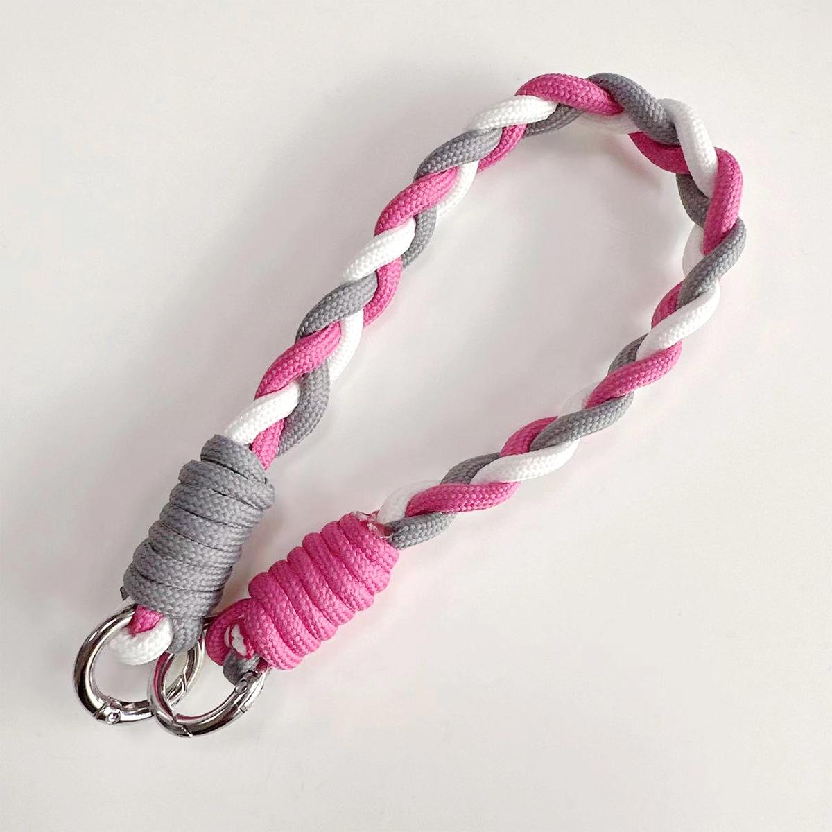 Short 3-Strand Braided Rope Keychain Wrist Rope Phone Case Anti-lost Rope Strap Key Ring Tactical Survival Tool Backpack Buckle