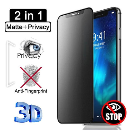 For iPhone 16 15 14 13 12 11 Pro Max X XS XR XSMax, 1 Piece Matte Privacy Screen Protector Anti-Fingerprints Anti-Glare Screen Protector Anti-Spy Tempered Glass