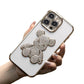 For iPhone 16 15 14 13 12 Pro Max Case, Rhinestone Bear, Glitter Clear Plating Electroplate Luxury Elegant Case Slim Fit Shockproof Soft Cover