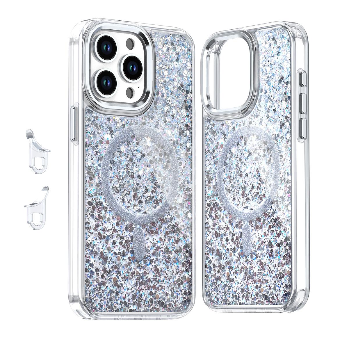 For Magsafe Magnetic Bling Sequins Glitter Case For iPhone 16 15 14 13 12 Plus Pro Max Wireless Charging Shiny Shockproof Cover