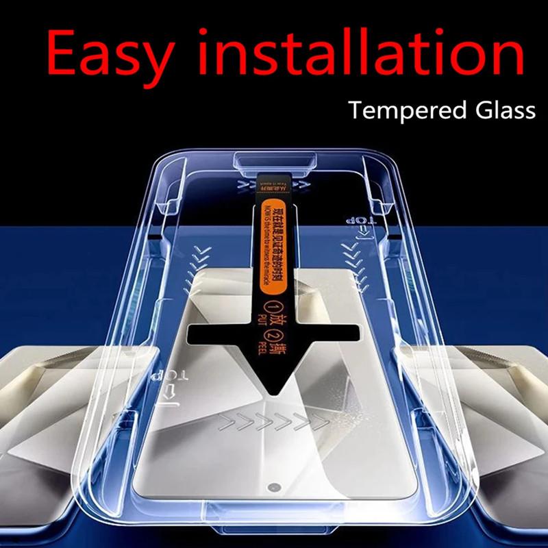 2 Pieces Easy Installation Tempered Glass For Samsung S24Ultra S24FE S24 S22 S21 S23 Ultra Plus S20 FE A55 A54 A53 A15 A13 A14 A15 A52 A12 A51 A24 A34 A25 A35 Screen Protector