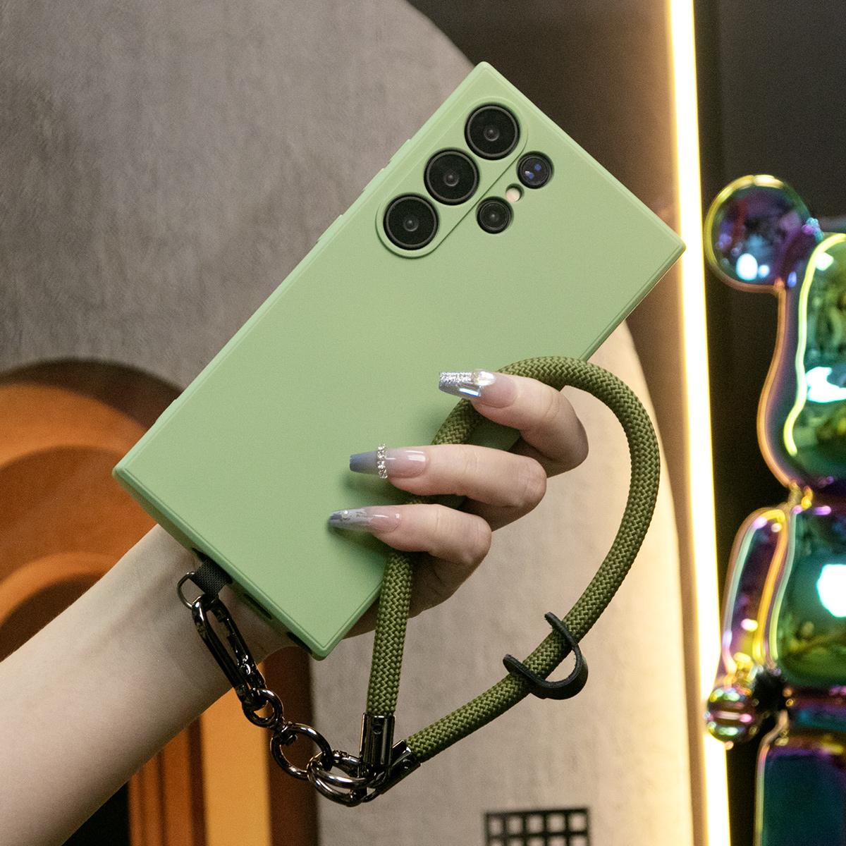 Square Liquid Silicone Matte Shockproof Phone Case With Multifunctional Climbing Rope For Samsung A14 A15 A23 A24 A25 A33 A34 A35 A52 A53 A54 A55 A72 A73 Note20 Camera Protect Soft Cover Note 20 Ultra