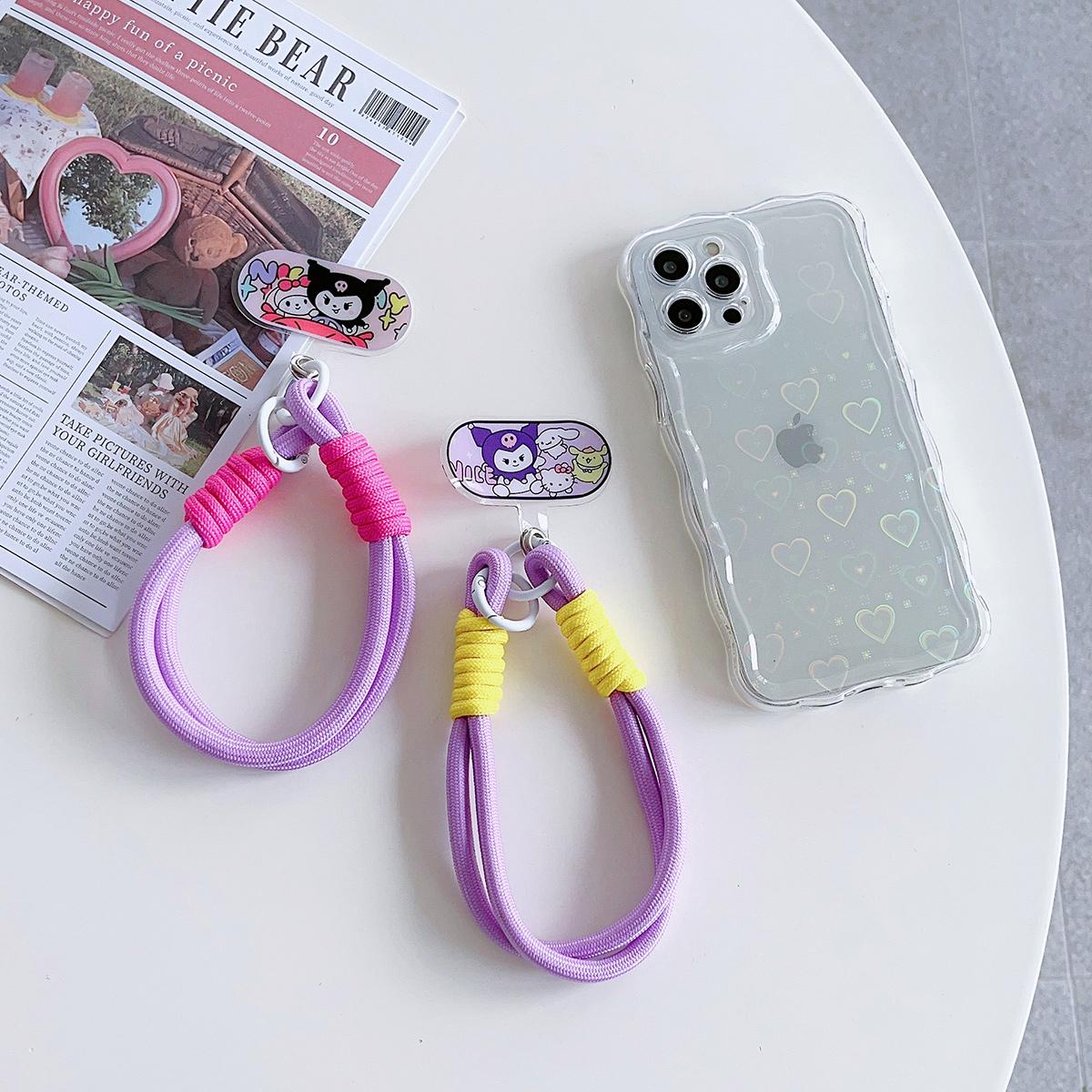 Oval Cartoon Phone Lanyard, For iPhone Wristband, Colorful Cartoon Lanyard, Safety Card Anti-drop Rope