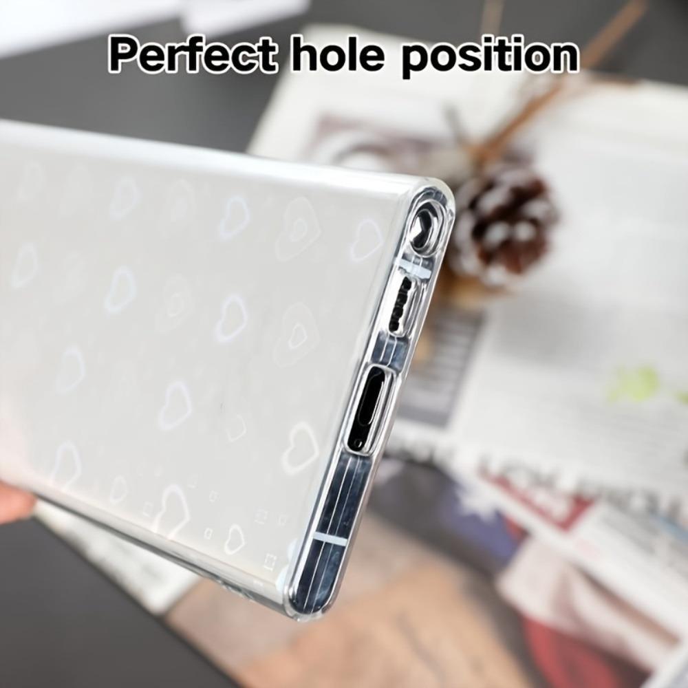 Clear Laser Love Heart, Glitter Luxury Elegant Case Camera Protection Shockproof Hard Cover For Samsung S24 S23 S22 Plus Ultra S23FE A14 A15 A24 A34 A52 A53 A54 A55 Case