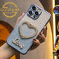 For iPhone 16 15 14 13 Pro Max Phone Case, Clear Gradient Glitter Love Heart Kickstand TPU Luxury Plating Slim Soft Full Cover