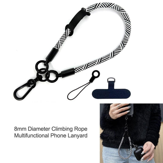 Fashion Colorful 8mm Diameter Phone Lanyard Wrist Rope Braided Strap Multifunctional Climbing Rope Metal Accessories Color Braided Hanging Rope Anti-lost Lanyards