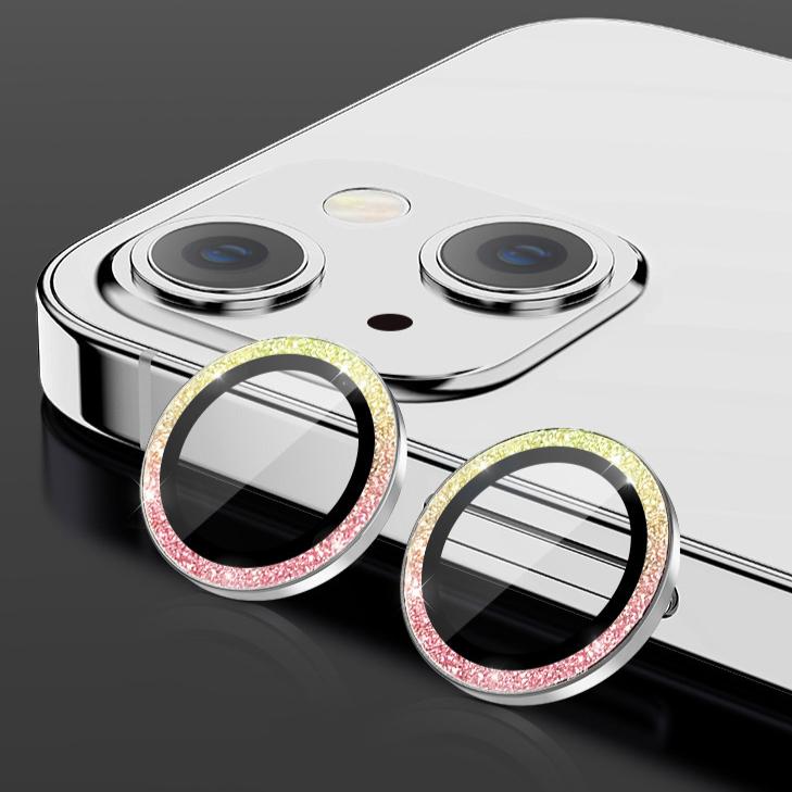 For iPhone 16 15 14 13 12 11 Pro Max Plus Mini, Diamond Camera Protector Metal Ring Glass Lens Protective Cap