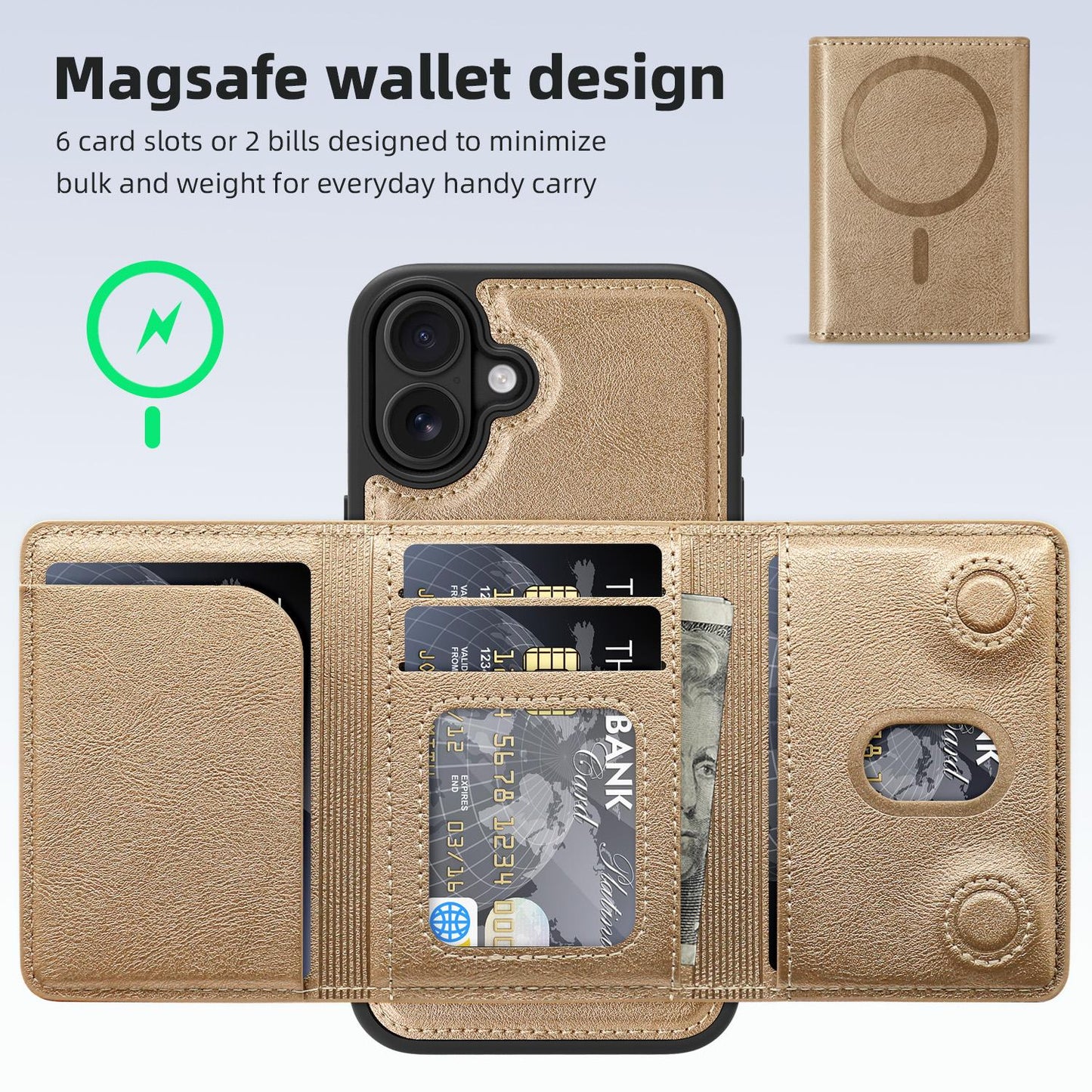 For iPhone 16ProMax 16 15 14 13 Phone Case with Strong Magnetic Wallet, Leather Card Bag Stand for Magsafe Support Wireless Charging Shockproof Hard Full Cover