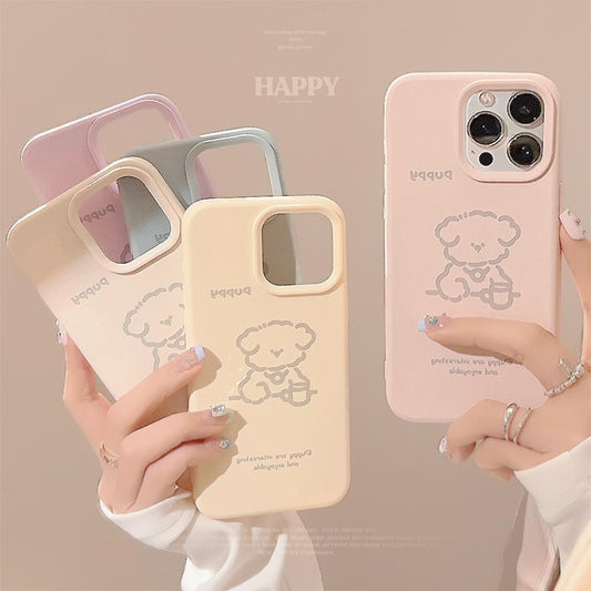 Fun Cute Simple Lines Puppy Phone Case For iPhone 16 15 14 13 12 Pro Max Plus Creative Soft Personality Cartoon Silicone