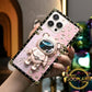 Glitter Quicksand Bear Astronaut Stand Square Phone Case For iPhone 15 14 13 12 11 Pro Max XR X/XS XSMax