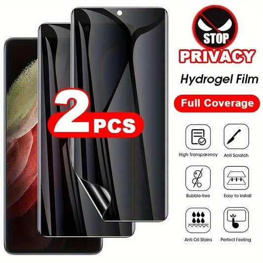 [Support Fingerprint] 2 Pieces Privacy Soft Hydrogel Film Screen Protector For Samsung Galaxy S24 Ultra S23FE S22 S21 S20 S10 S9 S8 Note20 Note10 A14 A15 A24 A25 A34 A35 A54 A55 A73 (Not Tempered Glass)