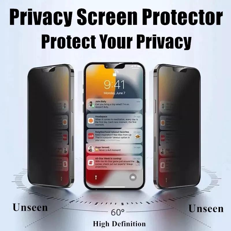 3PCS Privacy Screen Protector For iPhone 16ProMax 16 15Plus 14 PRO MAX Anti-Spy Glass For iPhone 13 12 11 XS Max XR Tempered Glass