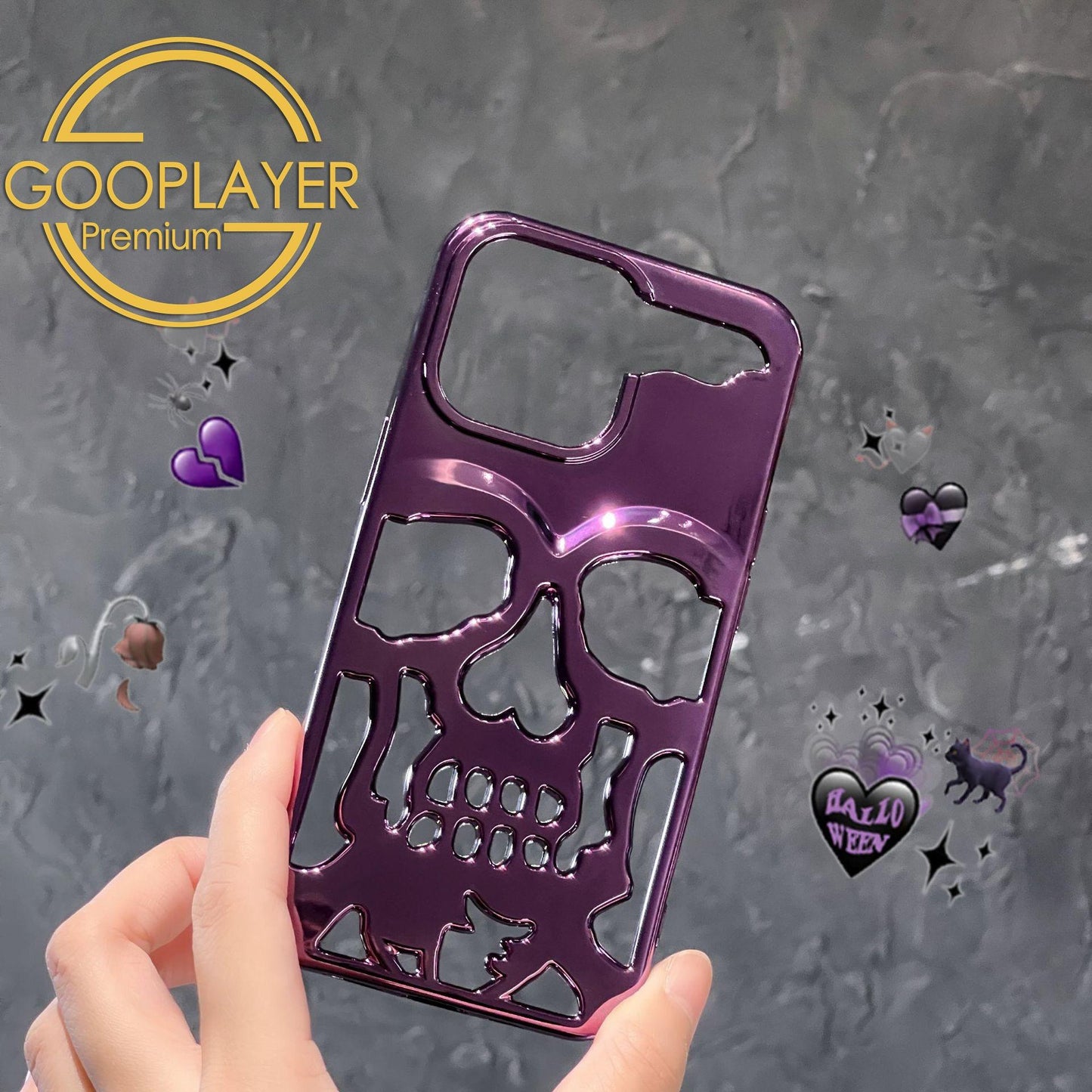 For iPhone 16 15 14 13 12 11 Pro Max Phone Case, Plating Thin Skull Hollow Heat Dissipation TPU Shockproof Case Cooling Soft Back Cover