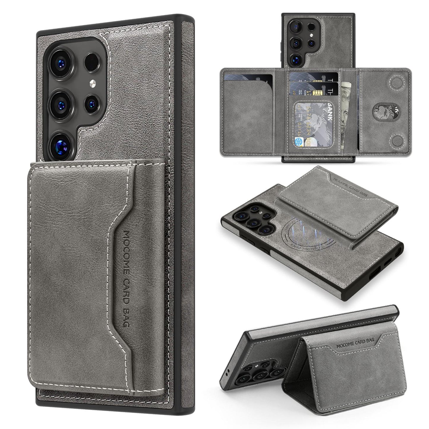 For Samsung S24Ultra S24 S23 S22 Phone Case with Strong Magnetic Wallet, Luxury Leather Card Bag Anti-Fall Business For Magsafe Shockproof Hard Full Cover