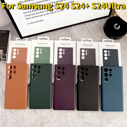 For Samsung S24 S24+ S24Ultra, Leather Phone Case Full Cover Protective Shockproof Back Cover with Metal keys and Flannel Lining