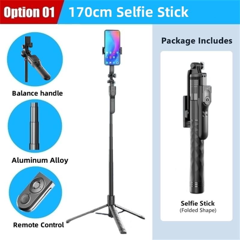 1750mm Wireless Selfie Stick Tripod Stand Foldable Monopod With Led Light For Smartphones Balance Steady Shooting Live