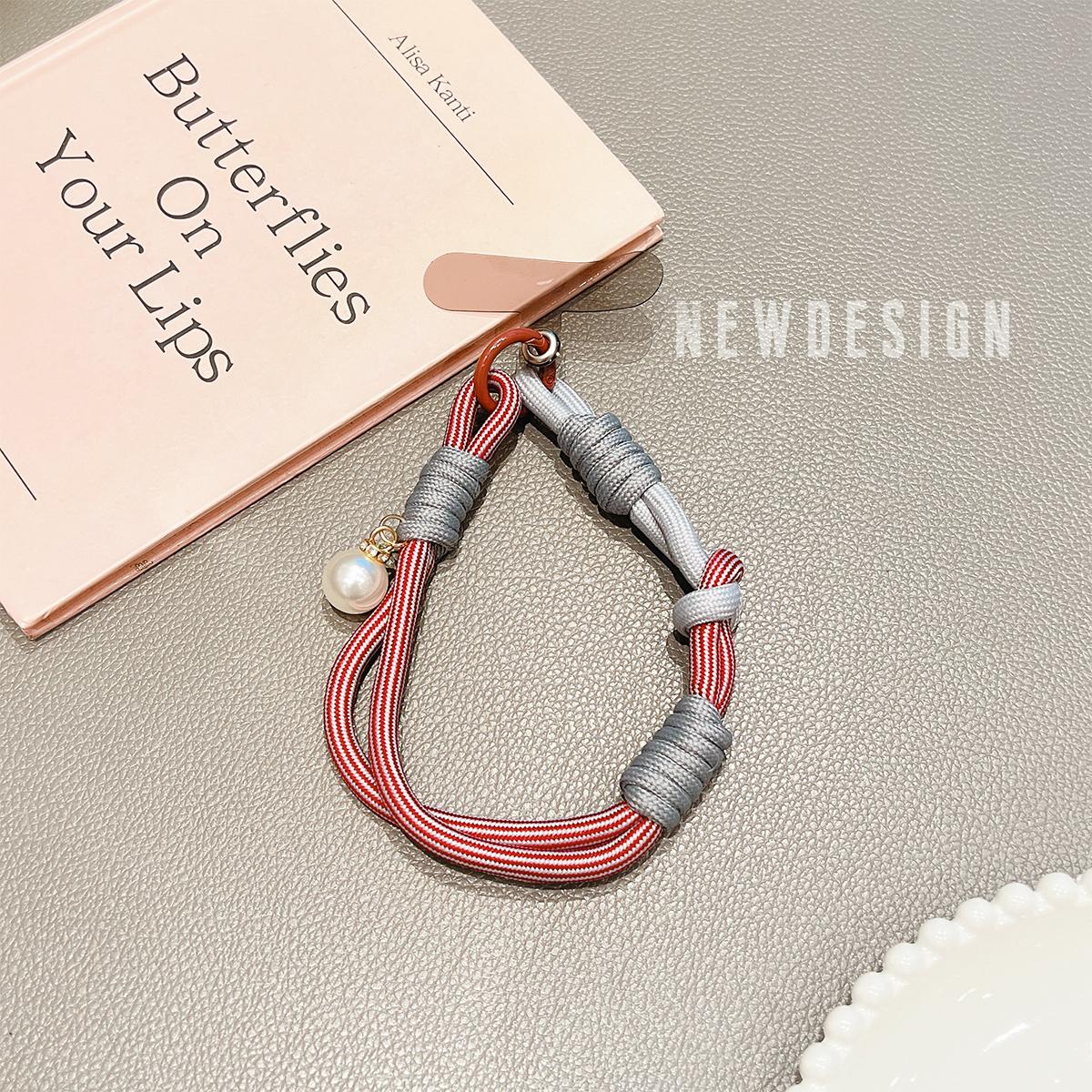 Universal Phone Lanyard Wrist Strap Cord for Phone Case Rope Braied with Pearl Straps Keychain