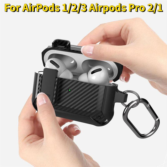 For Airpods Pro 2 Case Carbon Fiber Pattern Earphone with Latch Shockproof Luxury Protective For Airpods 3 Cover