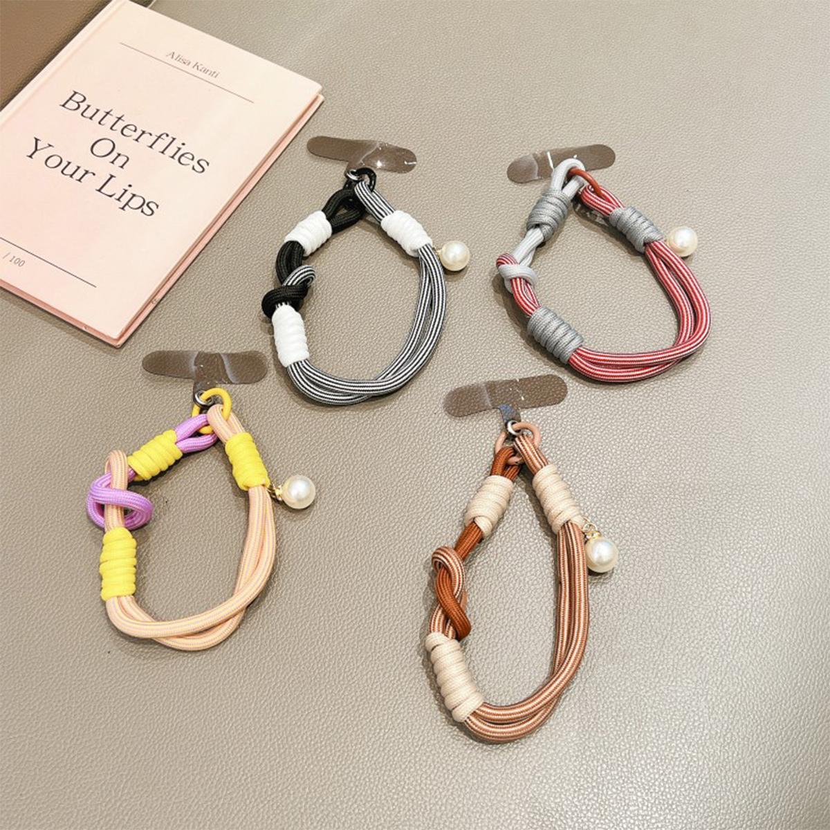 Universal Phone Lanyard Wrist Strap Cord for Phone Case Rope Braied with Pearl Straps Keychain