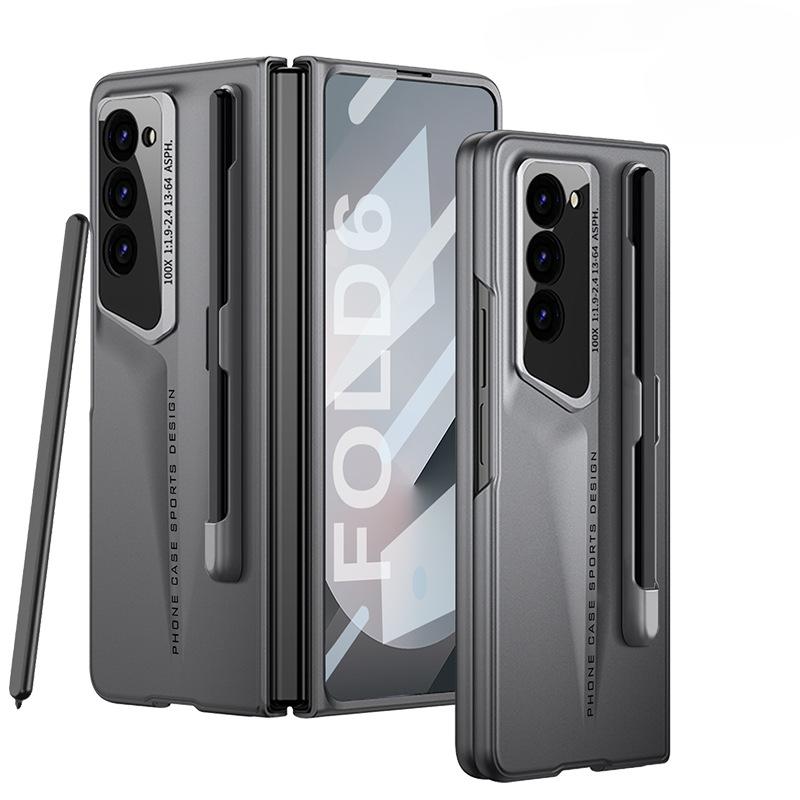 For Samsung Z Fold6 Case, Blade Point Men Matte Business Case with Pen Slot, Luxury Elegant Phone Case Camera Protection Shockproof Hard Cover