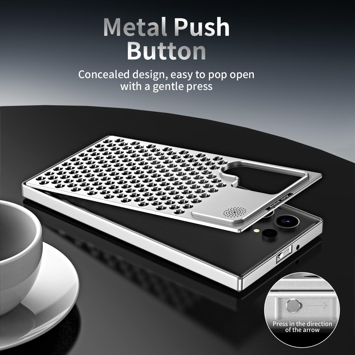 Luxury Metal Cooling Hollow Aluminum Phone Case For Samsung S24 S24Plus S24Ultra S23Ultra S22Ultra Aroma Diffuser Heat Dissipation Cover