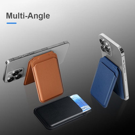 Multi Angle Strong Magnetic Leather Flip Wallet Card Holder for Magsafe Holder For iPhone 16 15 12 13 14 Samsung S24 S23 Universal Accessorries