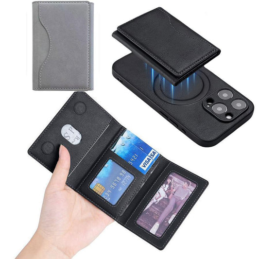 Multi-function Leather Card Case Strong Magnetic Wallet Card Holder Card Bag Case for Magsafe IPhone 16 15 14 13 12 Pro Max Stand Cover