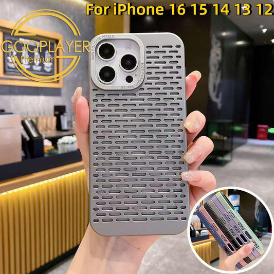 For iPhone 16 15 14 13 12 11 Pro Max Phone Case, Hollow Out Heat Dissipation TPU Soft Shockproof Full Cover