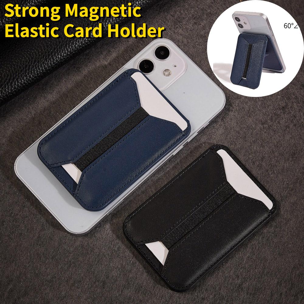 Strong Magnetic Folding Elasticity Wallet Card Bag Holder Leather Case for Magsafe iPhone 16 15 14 13 Pro Max 12 Mini Plus Magnetic Elastic Stand Cover