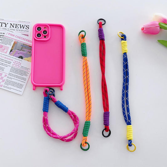 Colorful Short Phone Lanyard Wrist Strap Cord for Phone Case Rope Braied Straps Keychain