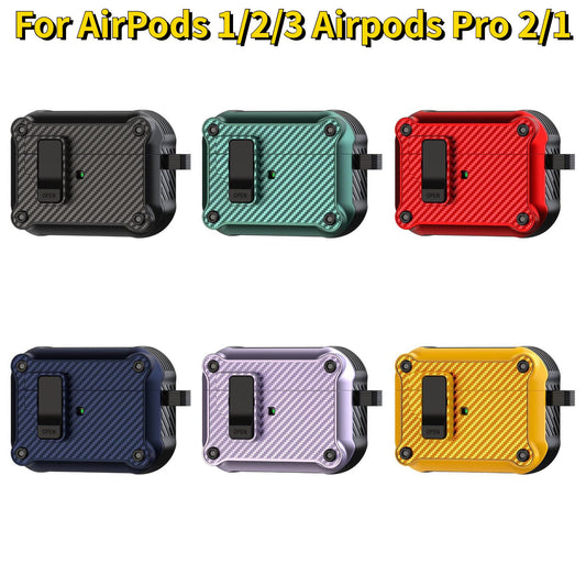 For Airpods Pro 2 Case Carbon Fiber Pattern Elastic Earphone Case Luxury Protective For Airpods 3 Cover