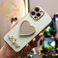 For iPhone 16 15 14 13 Pro Max Phone Case, Love Heart Mirror TPU Luxury Plating Slim Soft Full Cover