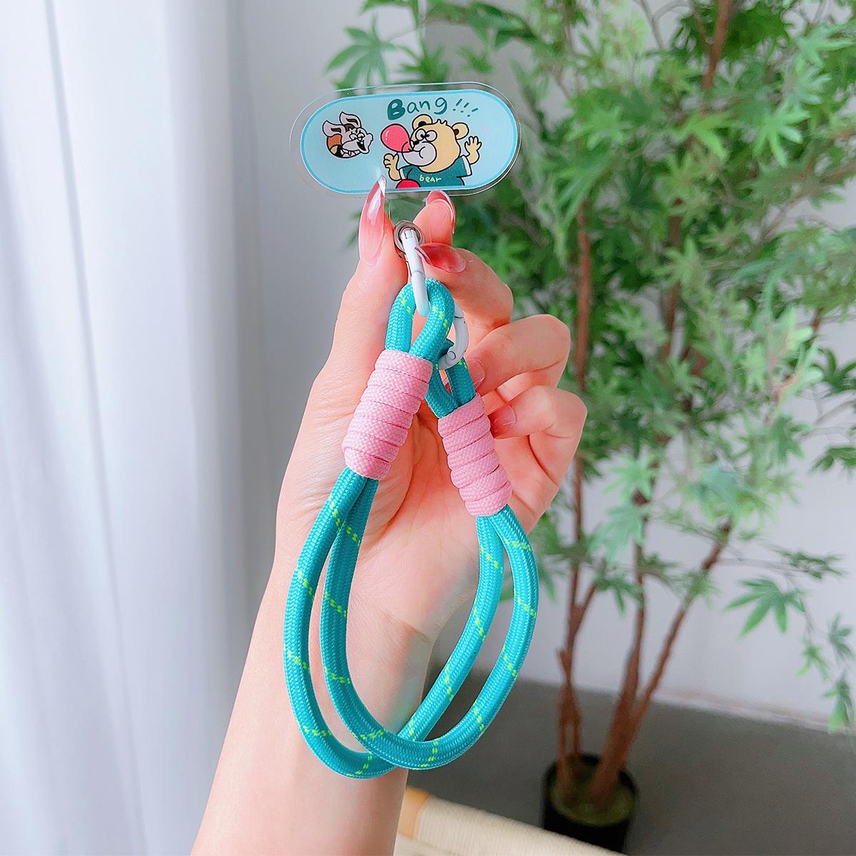 Oval Cartoon Phone Lanyard, For iPhone Wristband, Colorful Cartoon Lanyard, Safety Card Anti-drop Rope