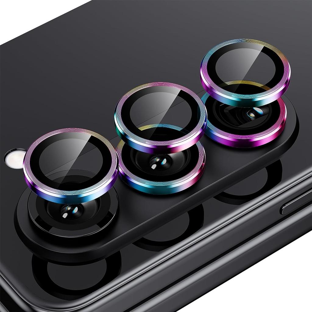 Metal Camera Lens Protector For Samsung Galaxy Z Fold 5 Scratch Resistant 9H Tempered Glass With Metal Ring Lens Cover For Galaxy Z Fold5