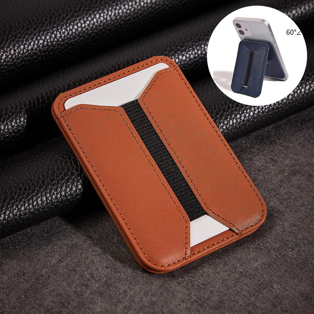 Strong Magnetic Folding Elasticity Wallet Card Bag Holder Leather Case for Magsafe iPhone 16 15 14 13 Pro Max 12 Mini Plus Magnetic Elastic Stand Cover