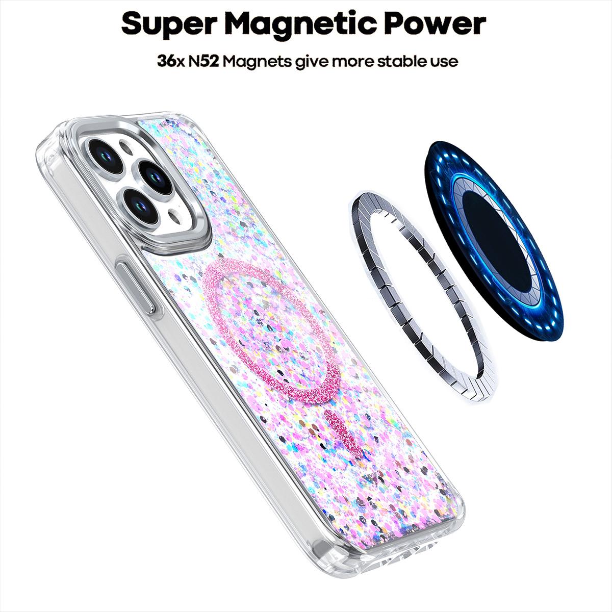 For Magsafe Magnetic Bling Sequins Glitter Case For iPhone 16 15 14 13 12 Plus Pro Max Wireless Charging Shiny Shockproof Cover