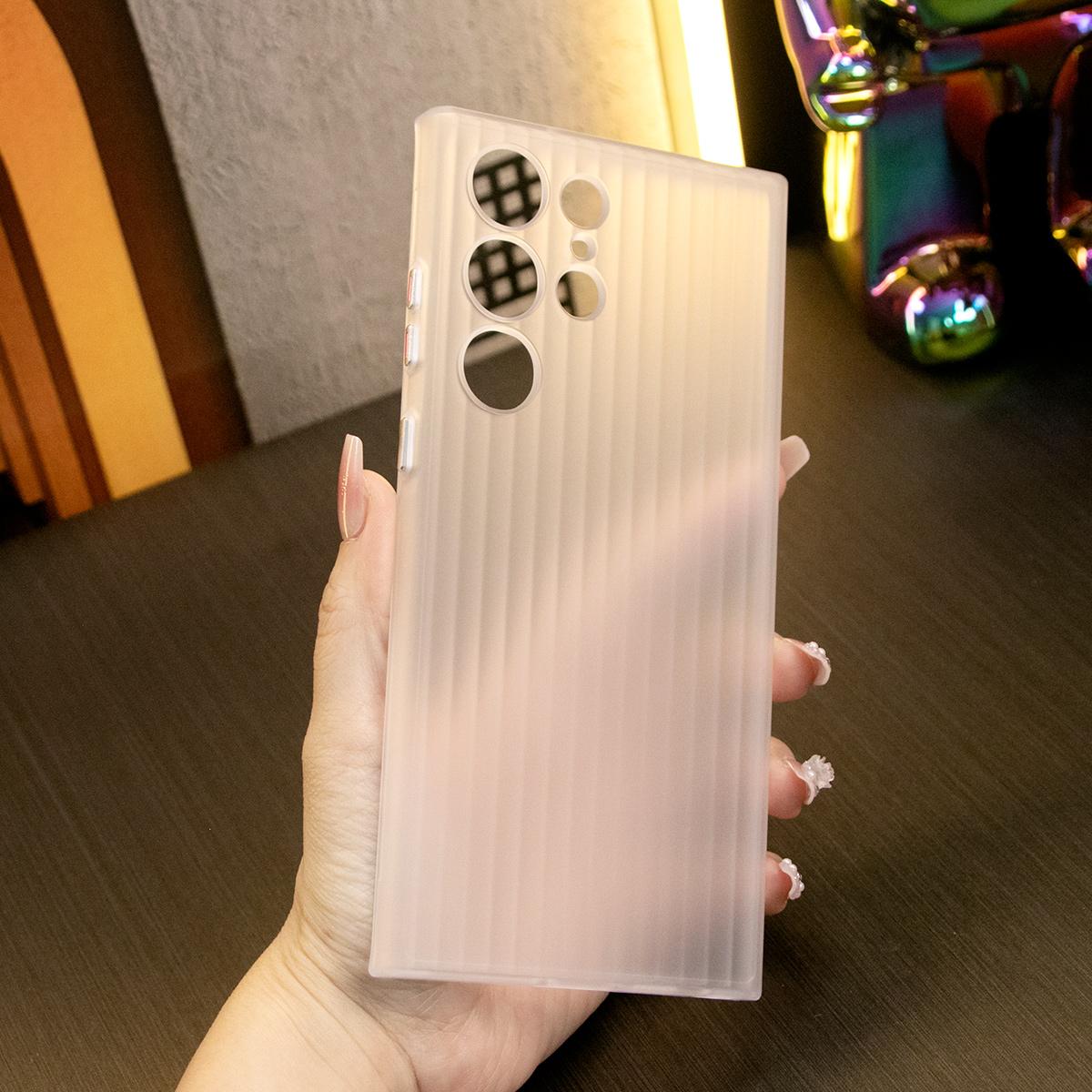 Corrugated Patter Matte Clear Ultra-thin Hard Transparent Phone Case for Samsung S24Ultra S24Plus S24 S23Ultra S23Plus S23