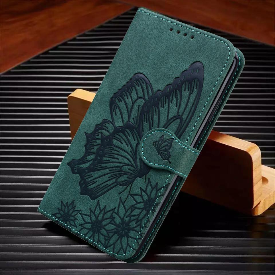 Butterfly Leather Phone Case For iPhone 16 15 14 13 12 11 Plus ProMax Wallet Bags Flip Cover