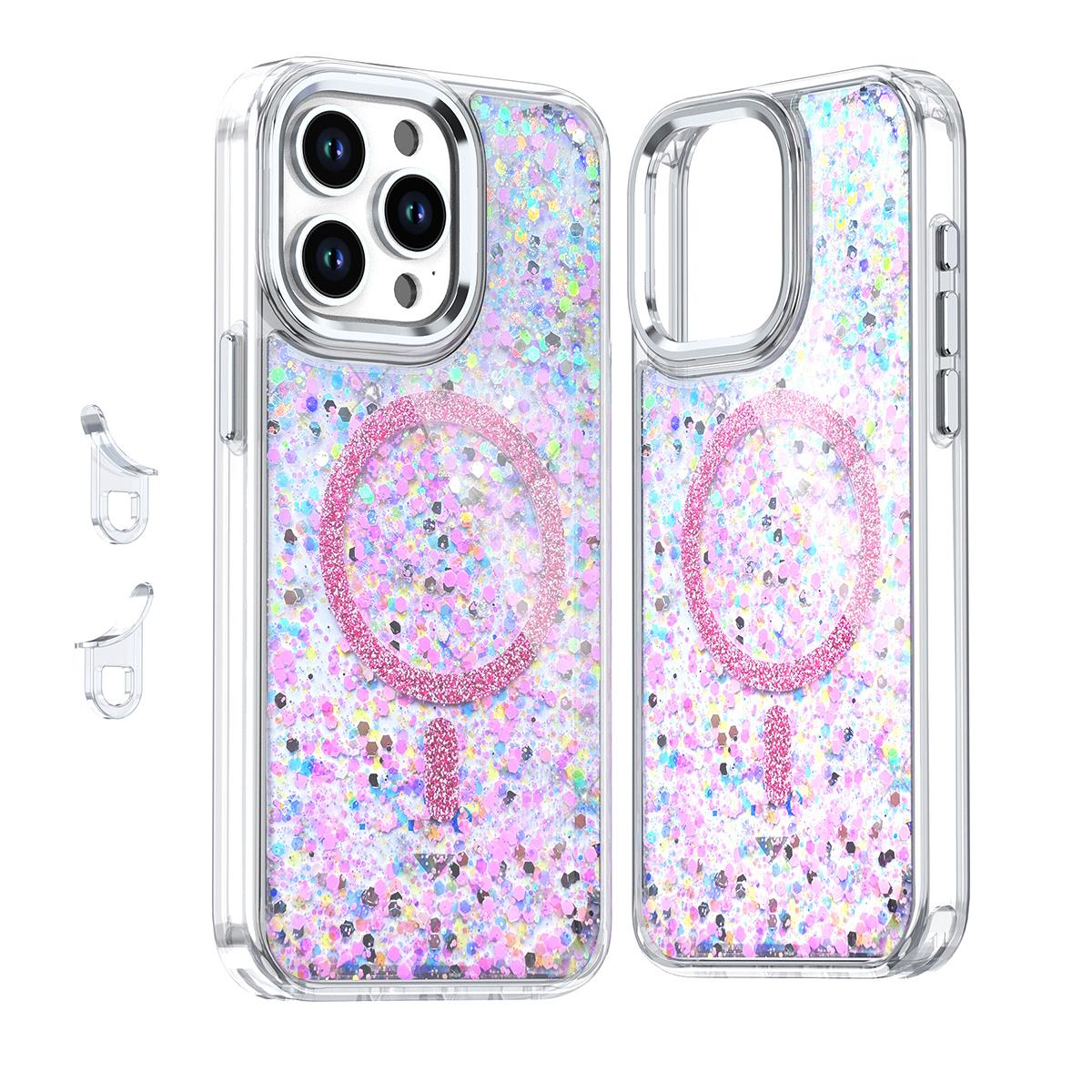 For Magsafe Magnetic Bling Sequins Glitter Case For iPhone 16 15 14 13 12 Plus Pro Max Wireless Charging Shiny Shockproof Cover