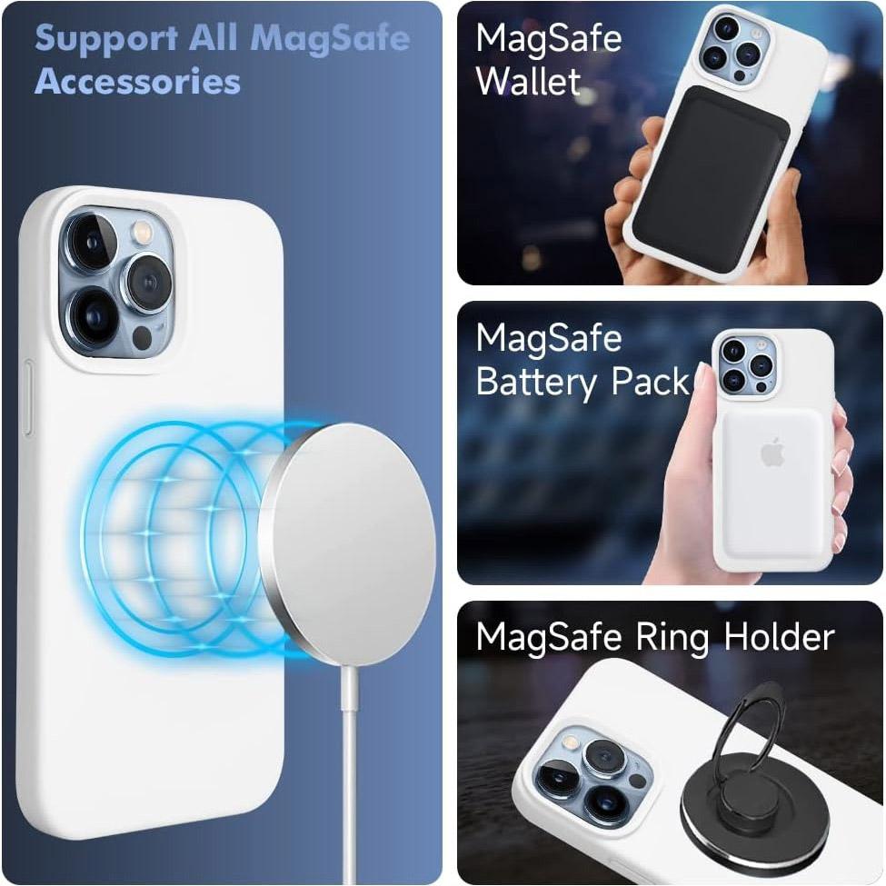 Strong Magnetic Case for iPhone 16 15 14 13 Pro Max, Compatible with MagSafe, Soft Liquid Silicone Shockproof Phone Case with Microfiber Lining