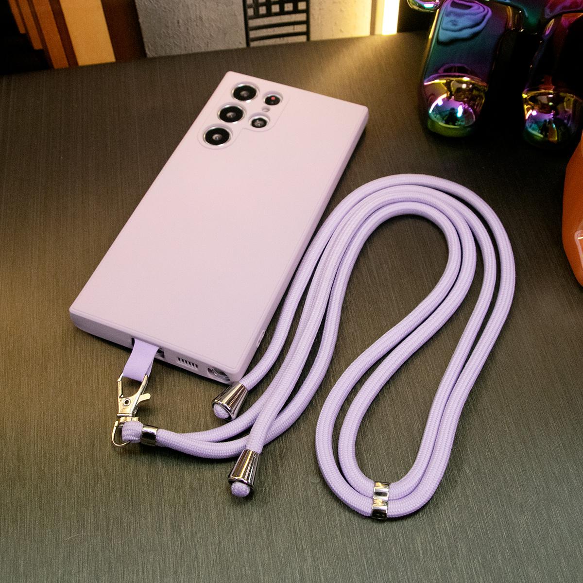 Silicone Matte Phone Case With Woven Lanyard For Samsung S24FE S23 S22 S21 Ultra Plus S24Plus S24Ultra Camera Protect Soft Cover S23 FE