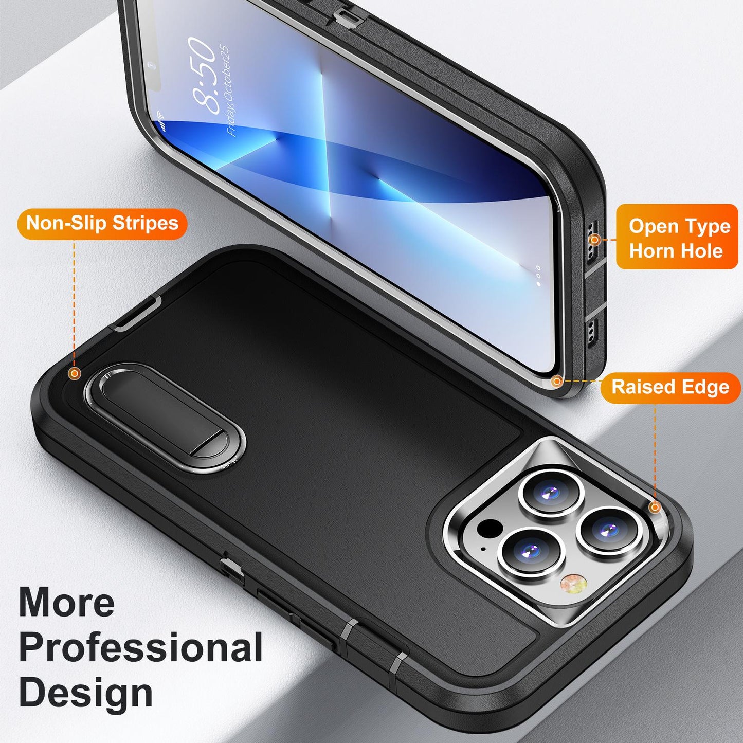 For iPhone 16 15 14 13 12 11, Shockproof Anti-fall with Kickstand Hard Phone Case Bumper Back Cover